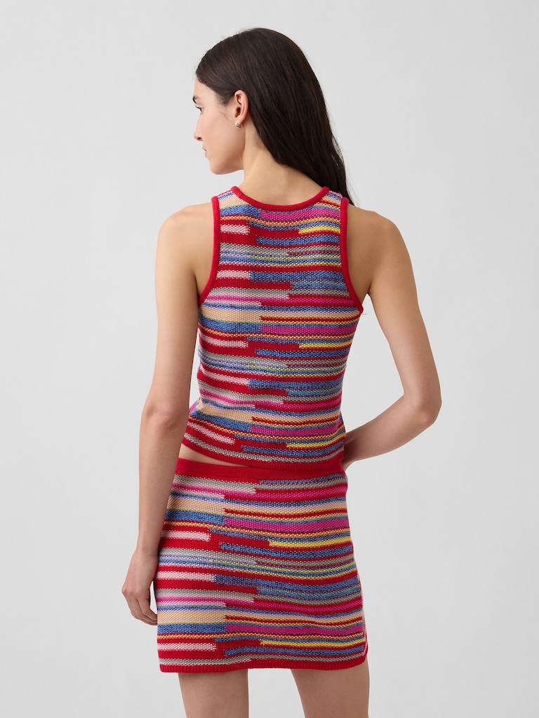 100% Cotton Stripe Crop Sweater Tank
