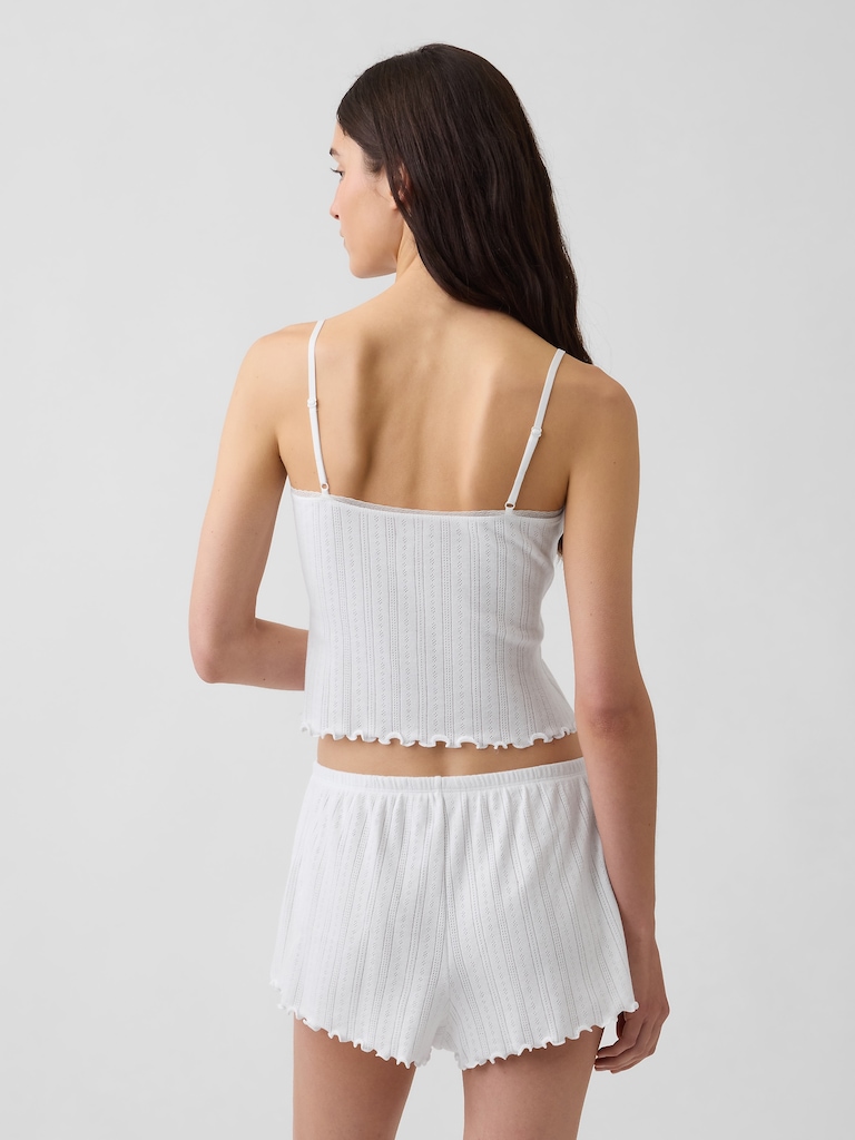 Pointelle Lettuce-Hem Crop PJ Cami