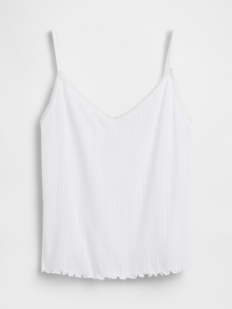 Pointelle Lettuce-Hem Crop PJ Cami