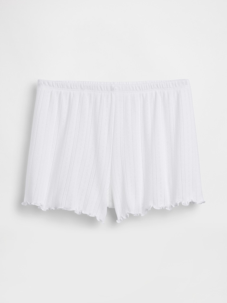 Pointelle Lettuce-Hem PJ Shorts