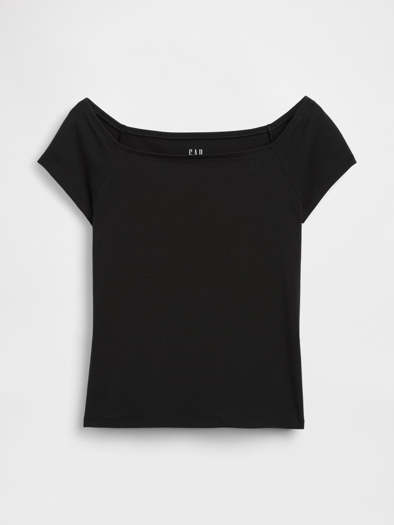 CloseKnit Jersey Off-Shoulder Crop T-Shirt