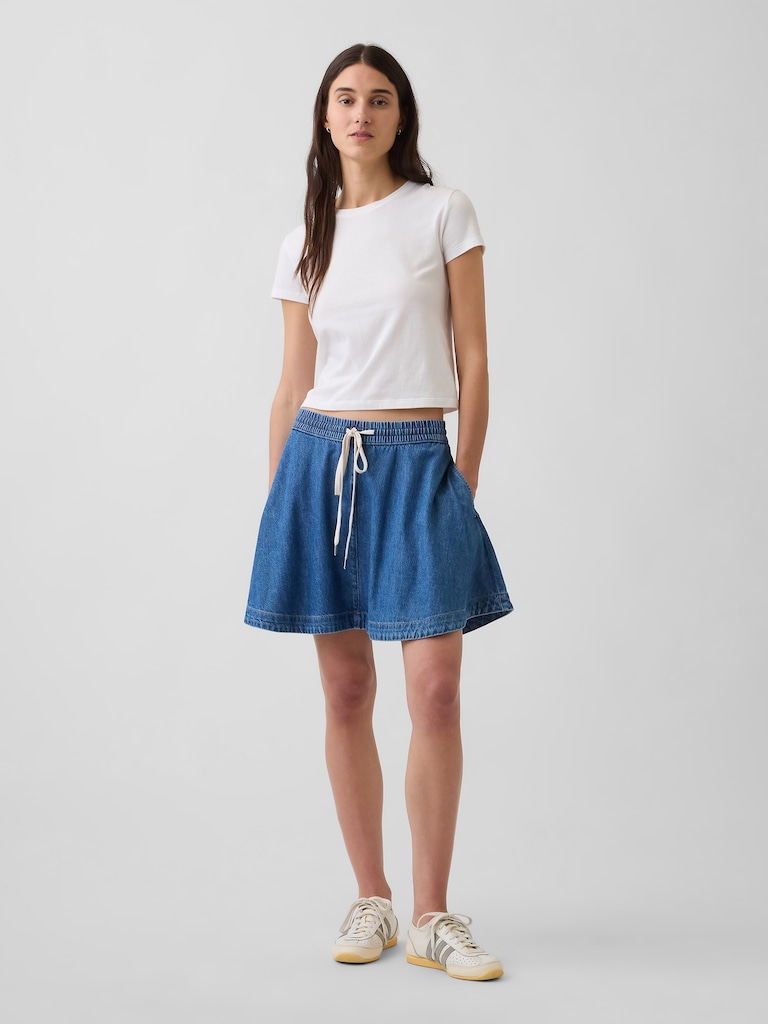 UltraSoft Denim Mini Circle Skirt