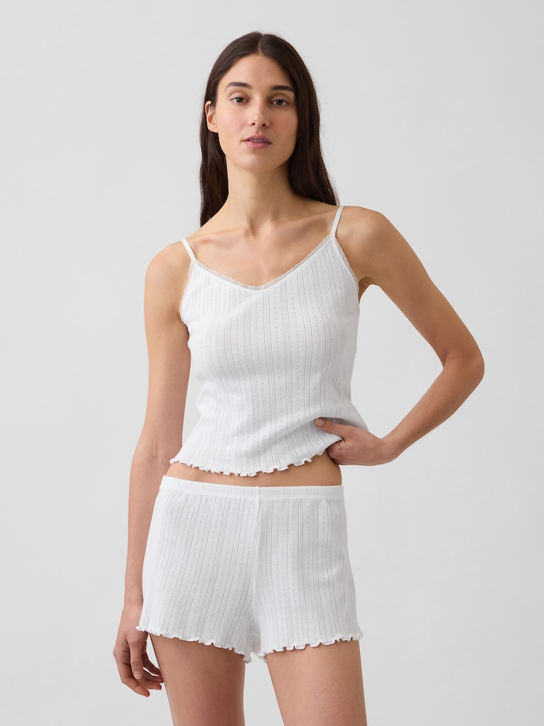 Pointelle Lettuce-Hem Crop PJ Cami
