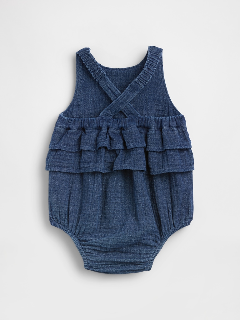 Baby Cotton Gauze Denim Bubble Bodysuit