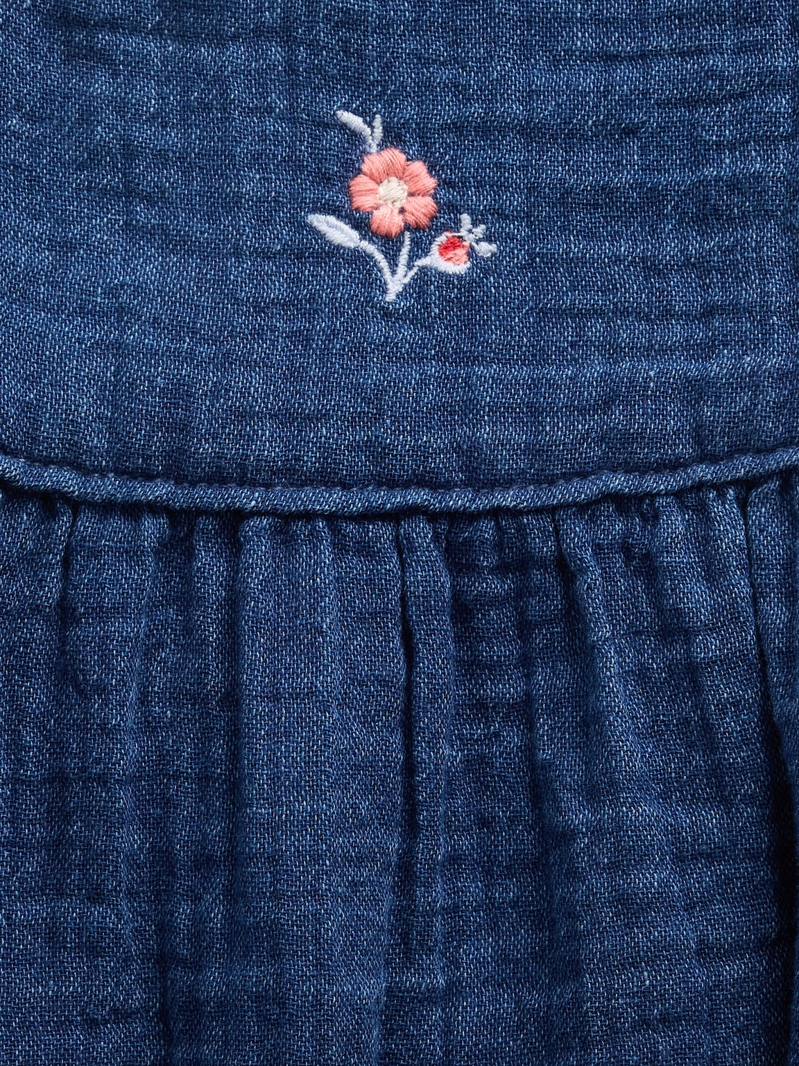 Baby Cotton Gauze Denim Bubble Bodysuit
