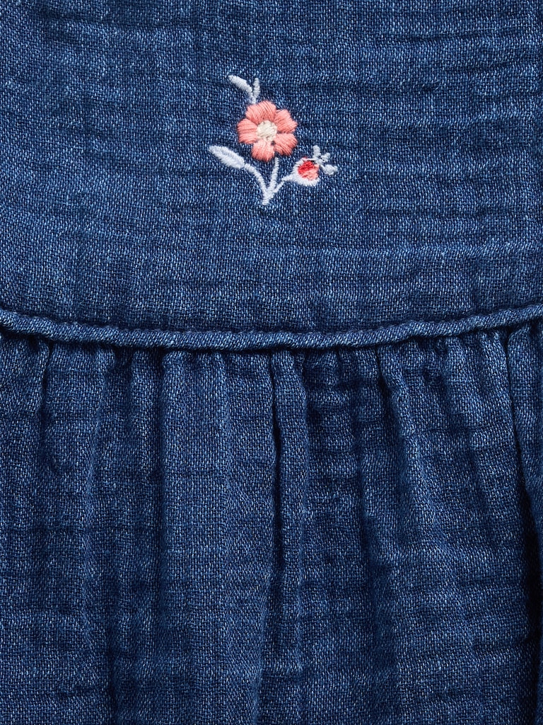 Baby Cotton Gauze Denim Bubble Bodysuit