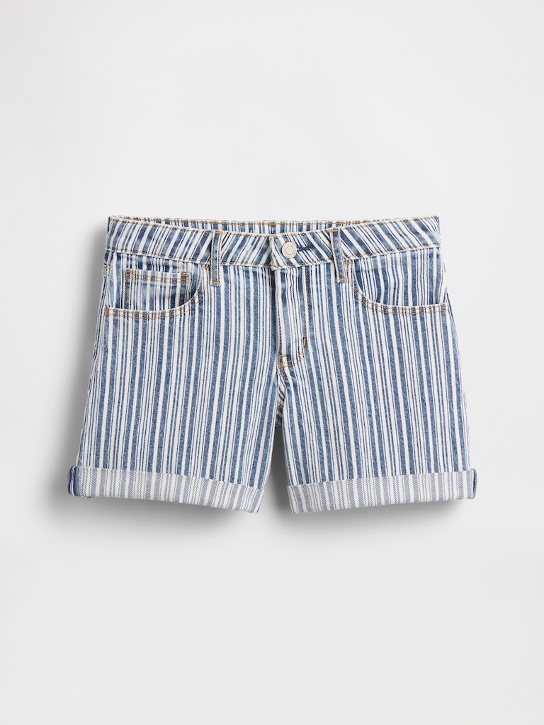 Kids Denim Stripe Midi Shorts