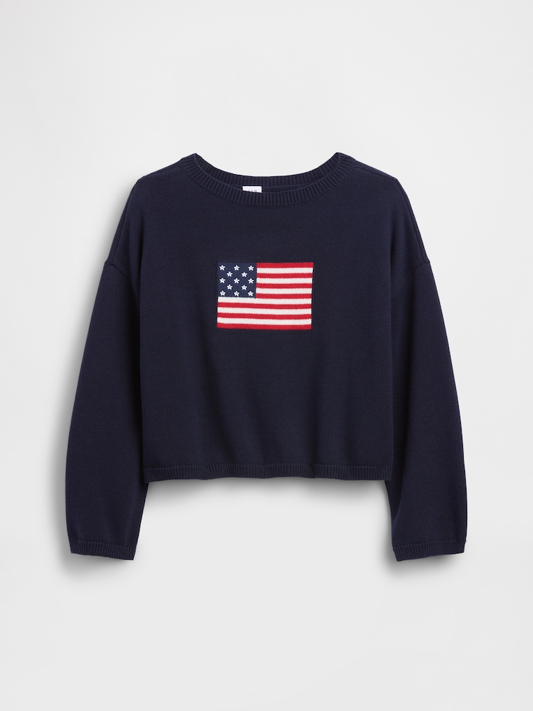 Kids Crochet Oversized Americana Sweater