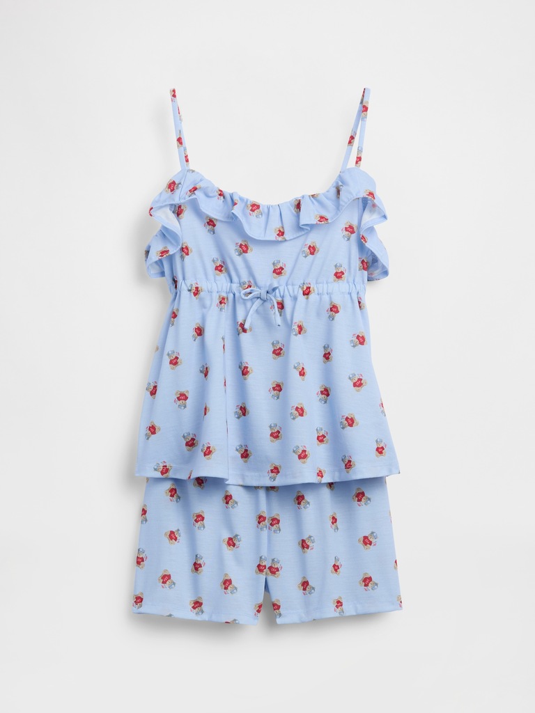 Pyjama court en matière recyclée à volants pour Enfant