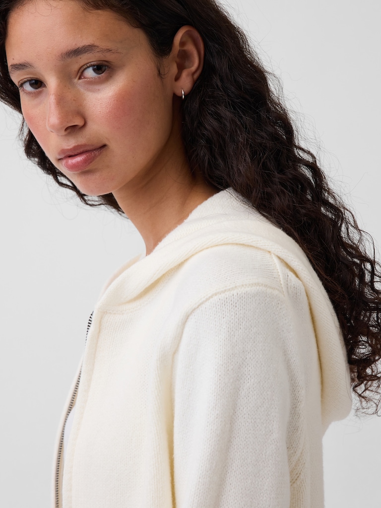 CashSoft Sweater Crop Zip Hoodie