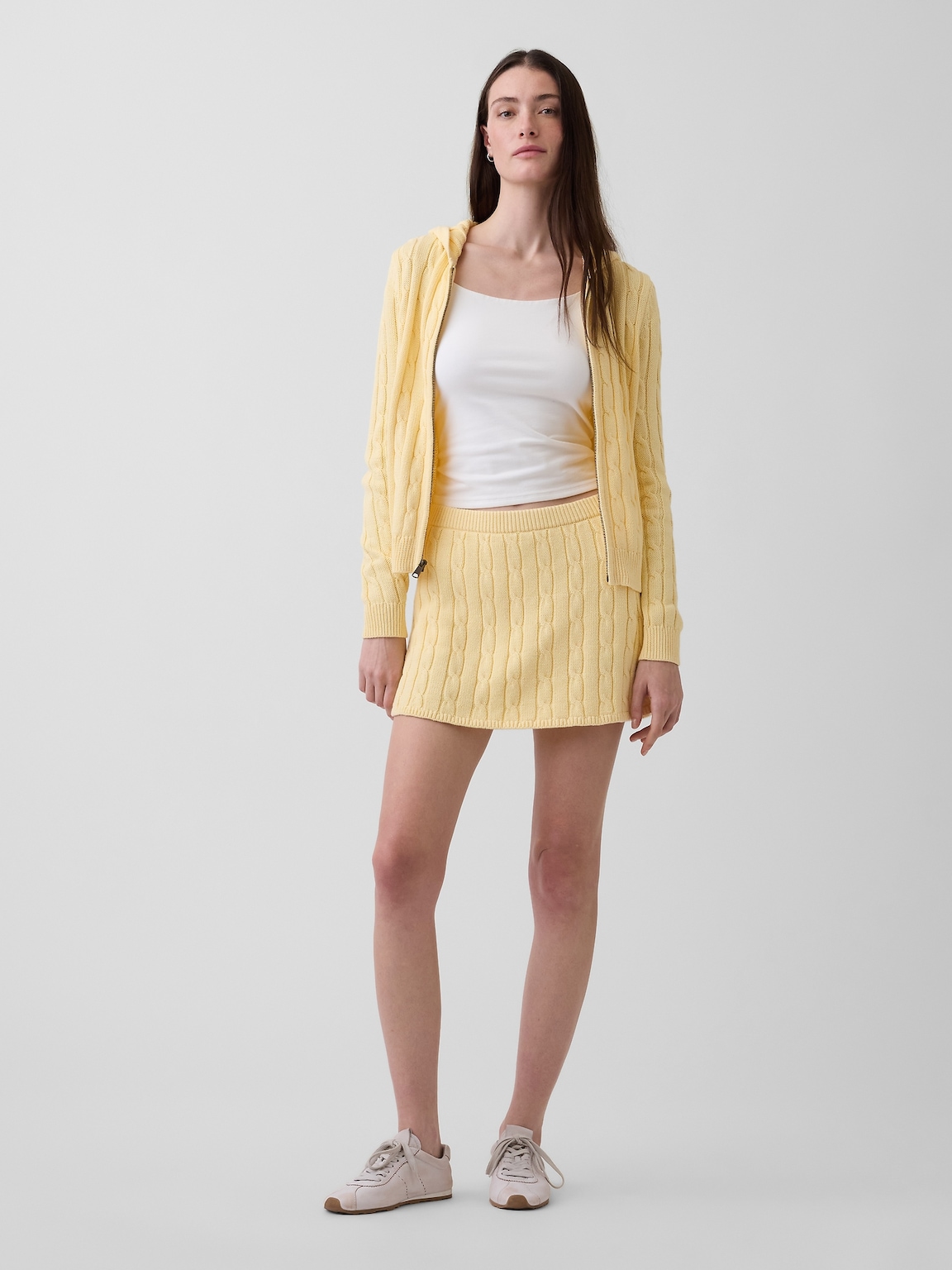 100% Cotton Cable-Knit Zip Cardigan