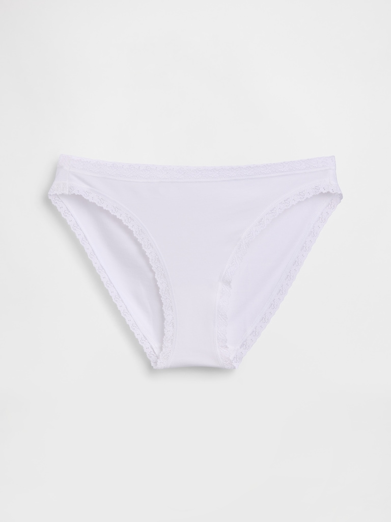 Organic Stretch Cotton Lace-Trim Bikini