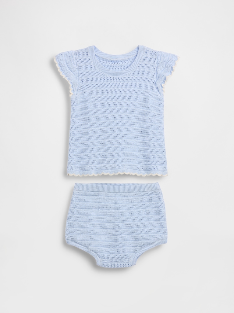 Baby Crochet Stripe Outfit Set