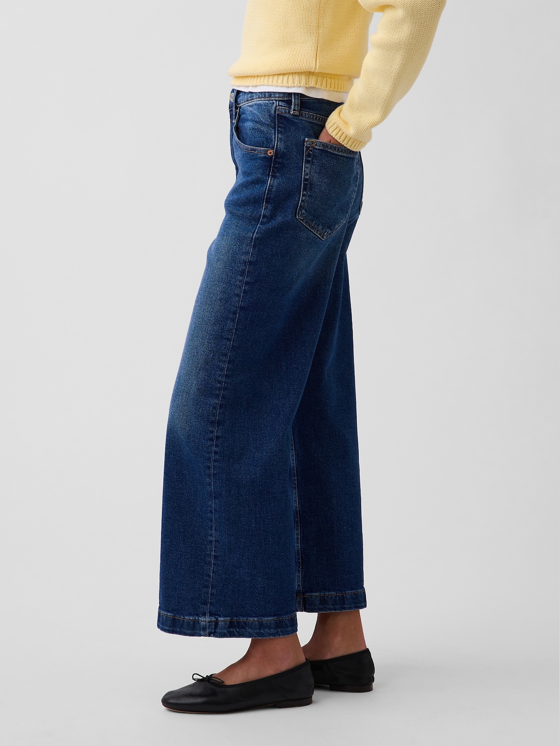 High Rise Stride Wide-Leg Ankle Jeans