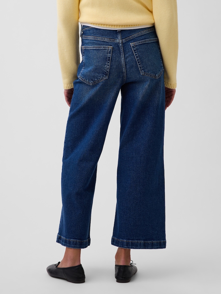 High Rise Stride Wide-Leg Ankle Jeans