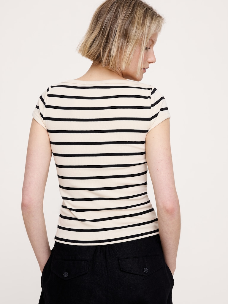 Ribbed Boatneck Top