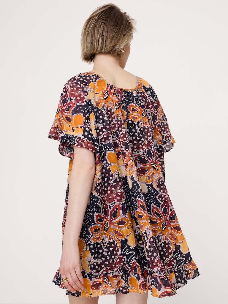 Ruffle Trim Mini Dress