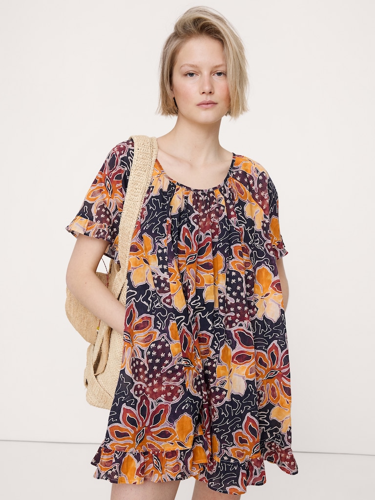 Ruffle Trim Mini Dress
