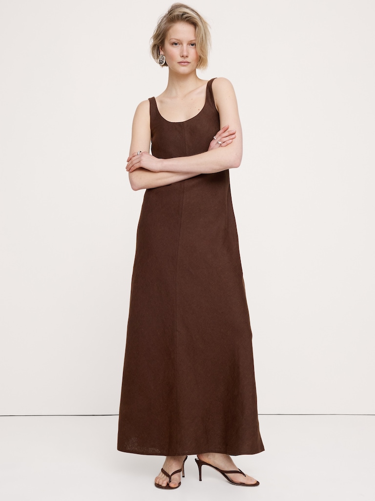 Linen Bias-Cut Maxi Dress