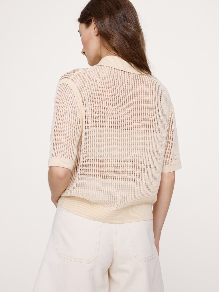 Mesh Polo Cardigan