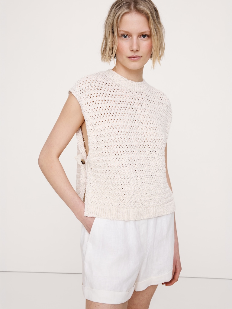 3.5" Paperbag-Waist Pull-On Linen Short