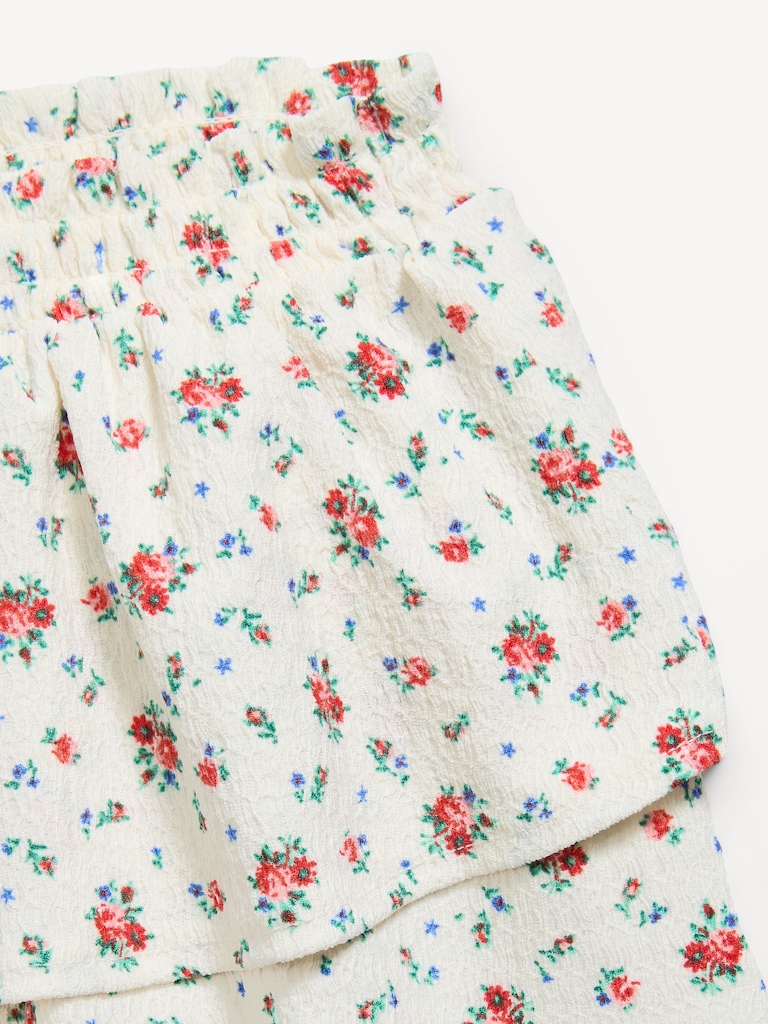 Printed Crinkled Tiered Skirt for Toddler Girls