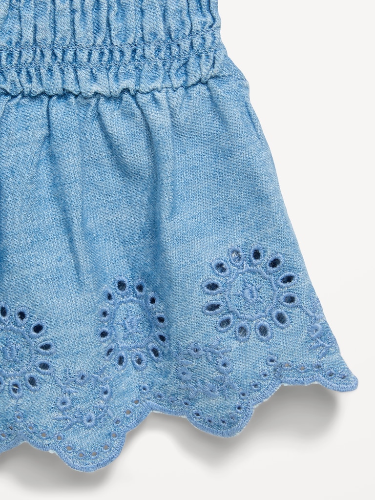 Sleeveless Smocked Peplum Top and Shorts Set for Baby