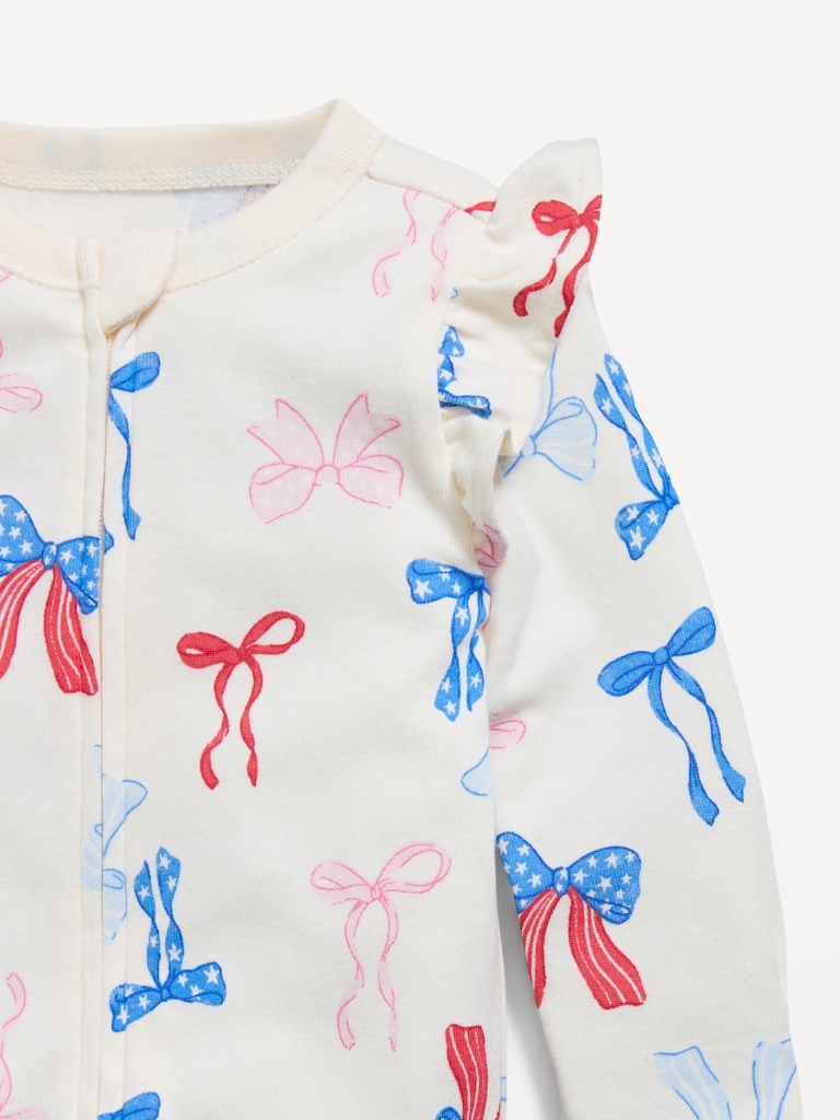 Ruffle-Trim 2-Way-Zip Sleep & Play Footed One-Piece for Baby