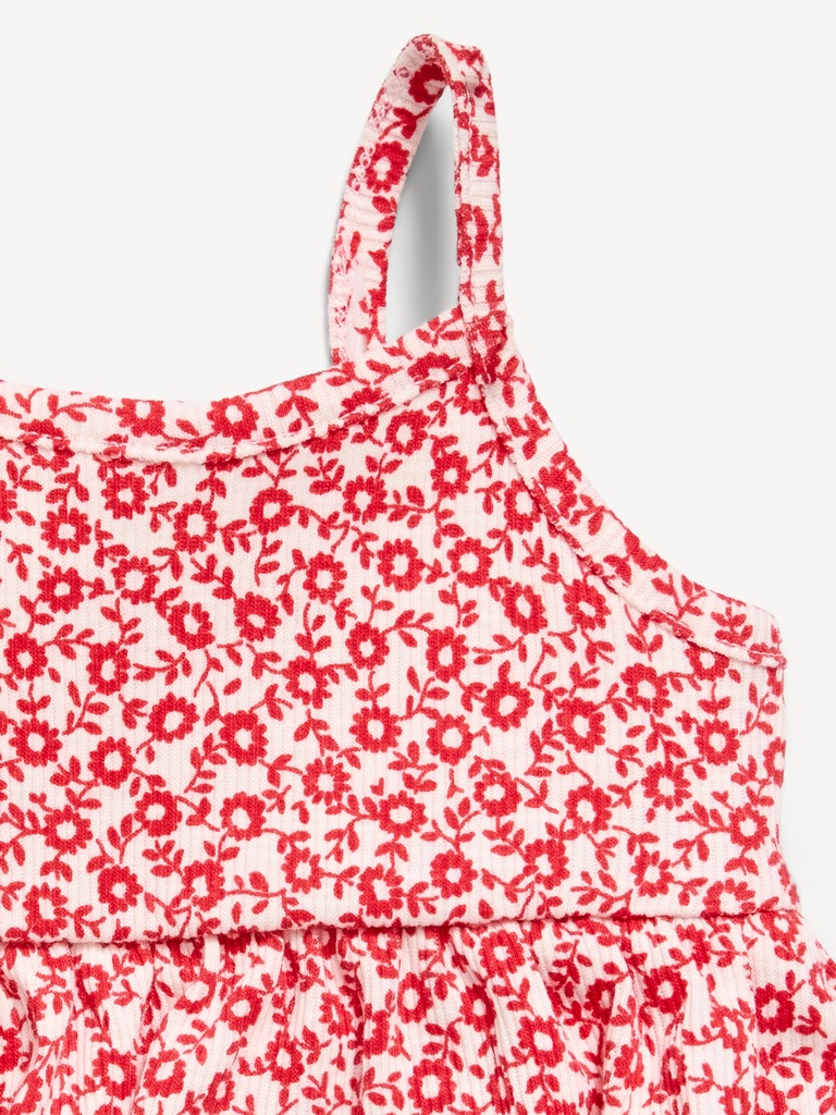 Printed Ribbed Tiered Bodysuit Dress for Baby