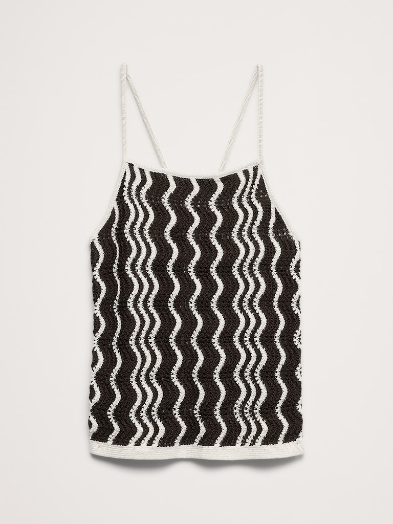 Cotton Scallop Stripe Tie-Back Tank