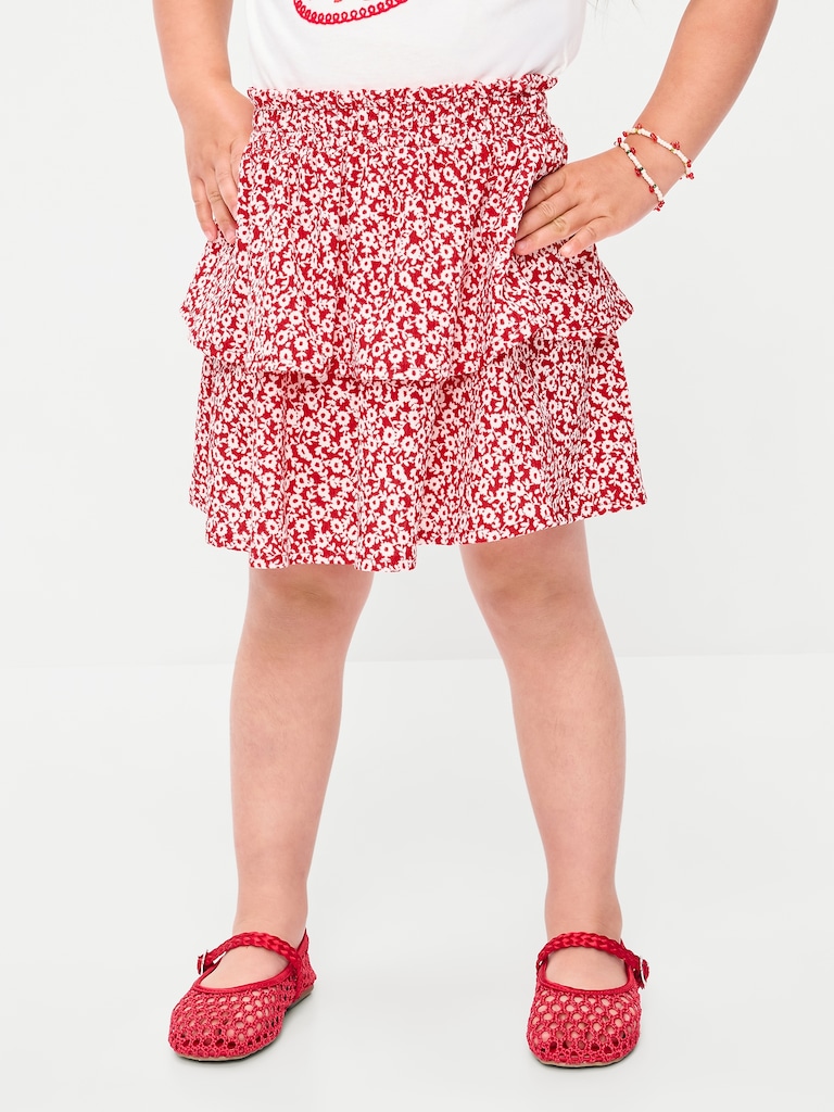 Printed Crinkled Tiered Skirt for Toddler Girls