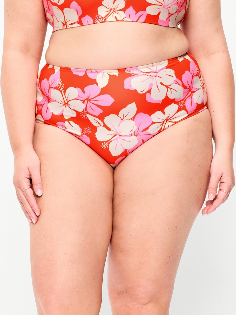 High-Waisted Printed Bikini Swim Bottoms