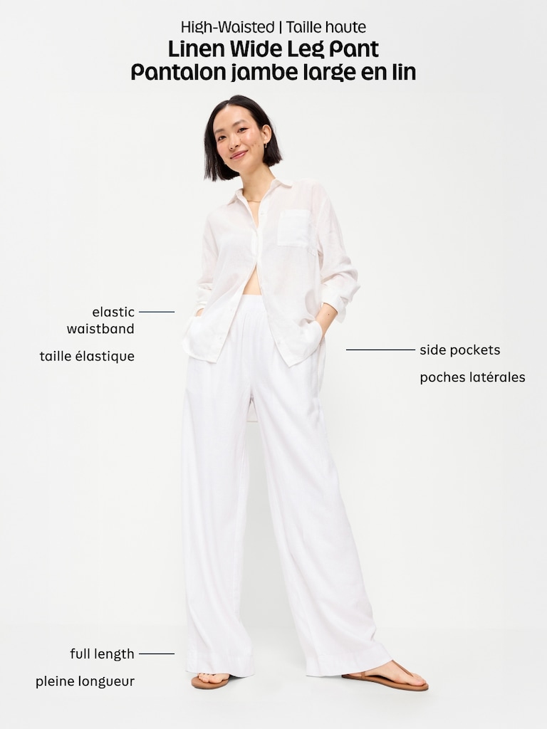 High-Waisted Linen-Blend Super Wide-Leg Pants