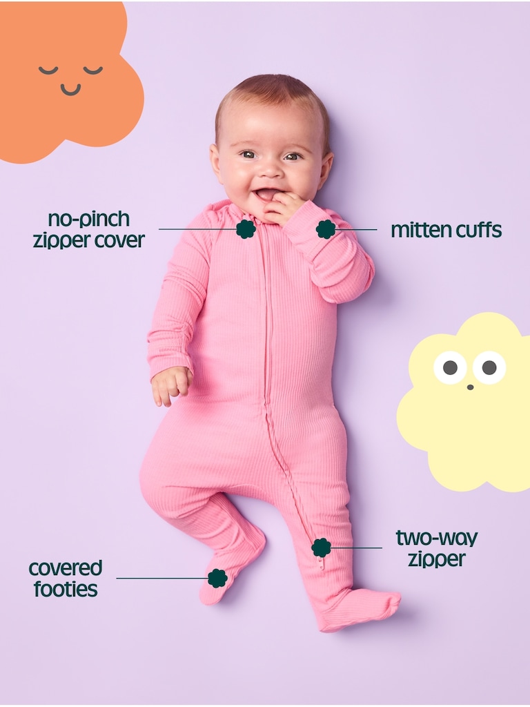 2-Way-Zip Sleep & Play Footed One-Piece 3-Pack for Baby
