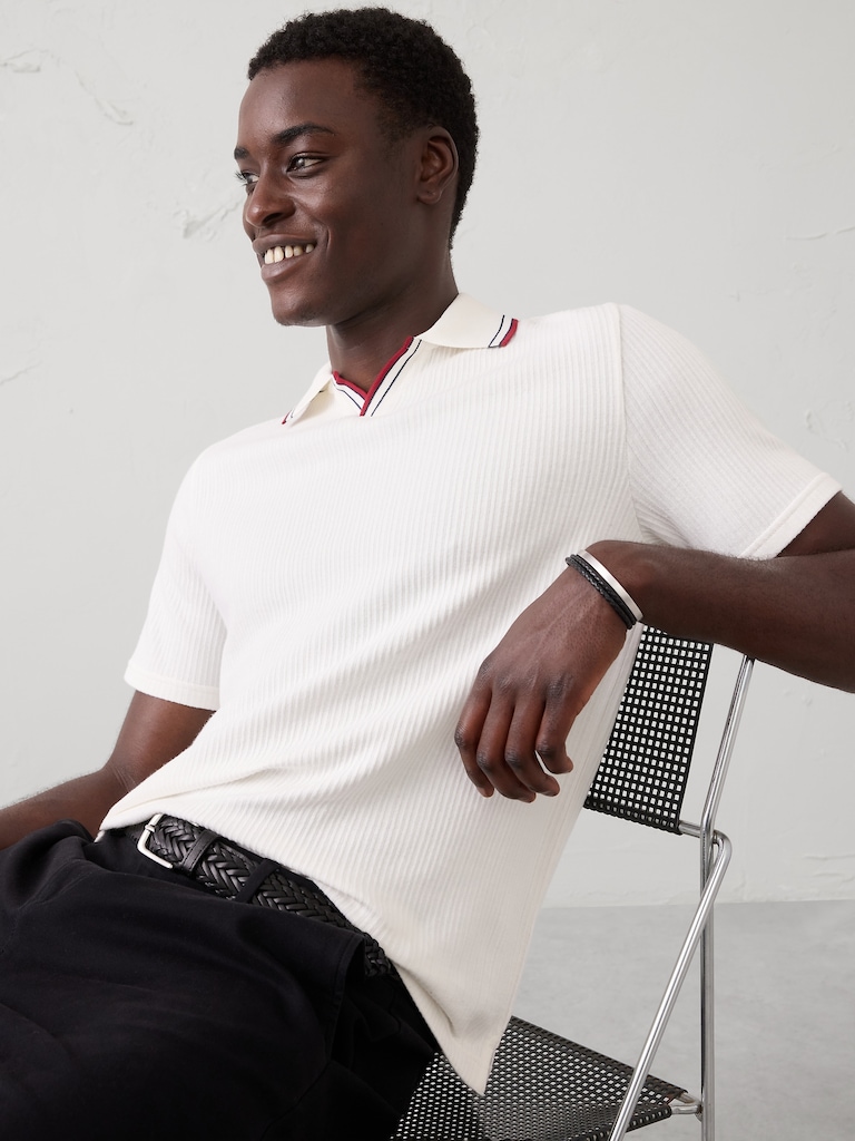 Crinkle Ribbed Collar Shirt