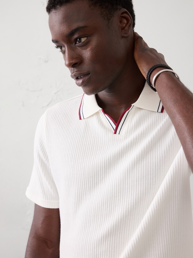 Crinkle Ribbed Collar Shirt