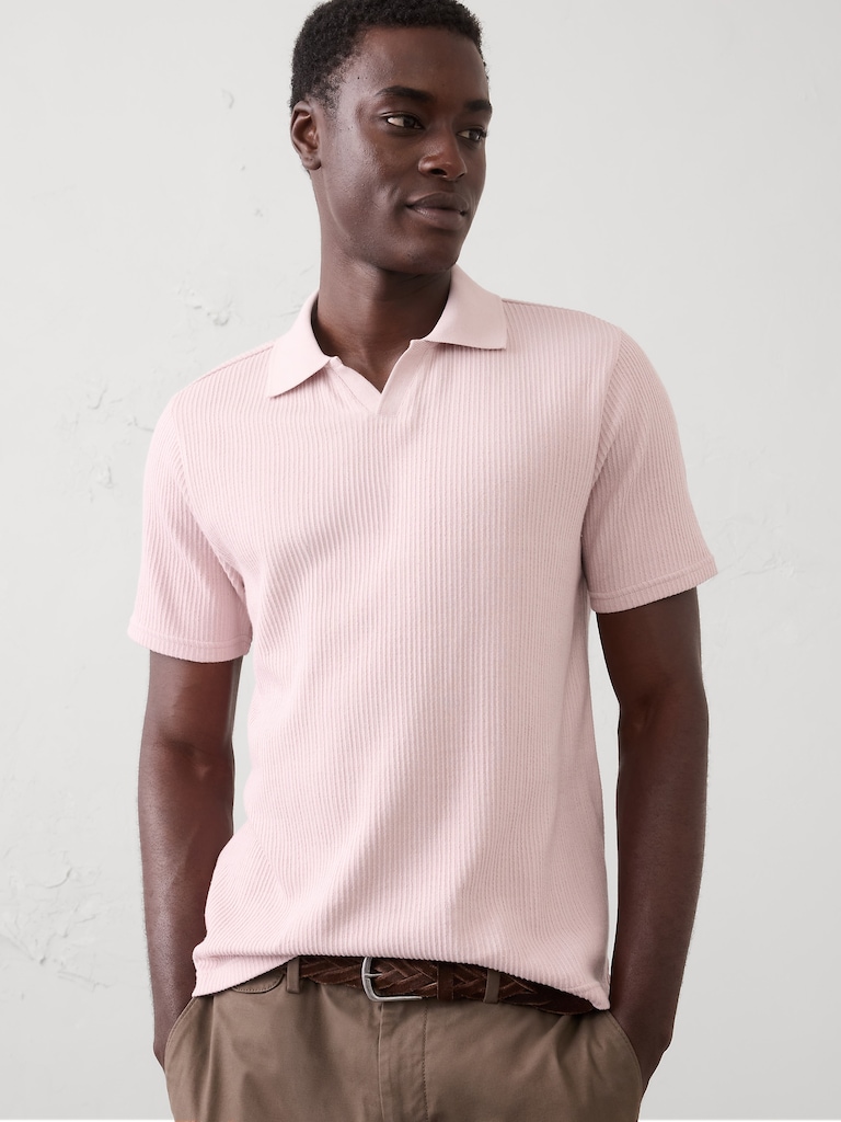 Crinkle Ribbed Collar Shirt
