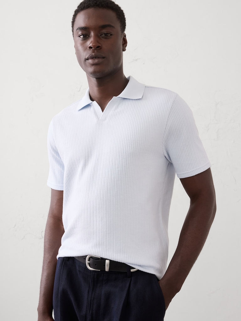Crinkle Ribbed Collar Shirt
