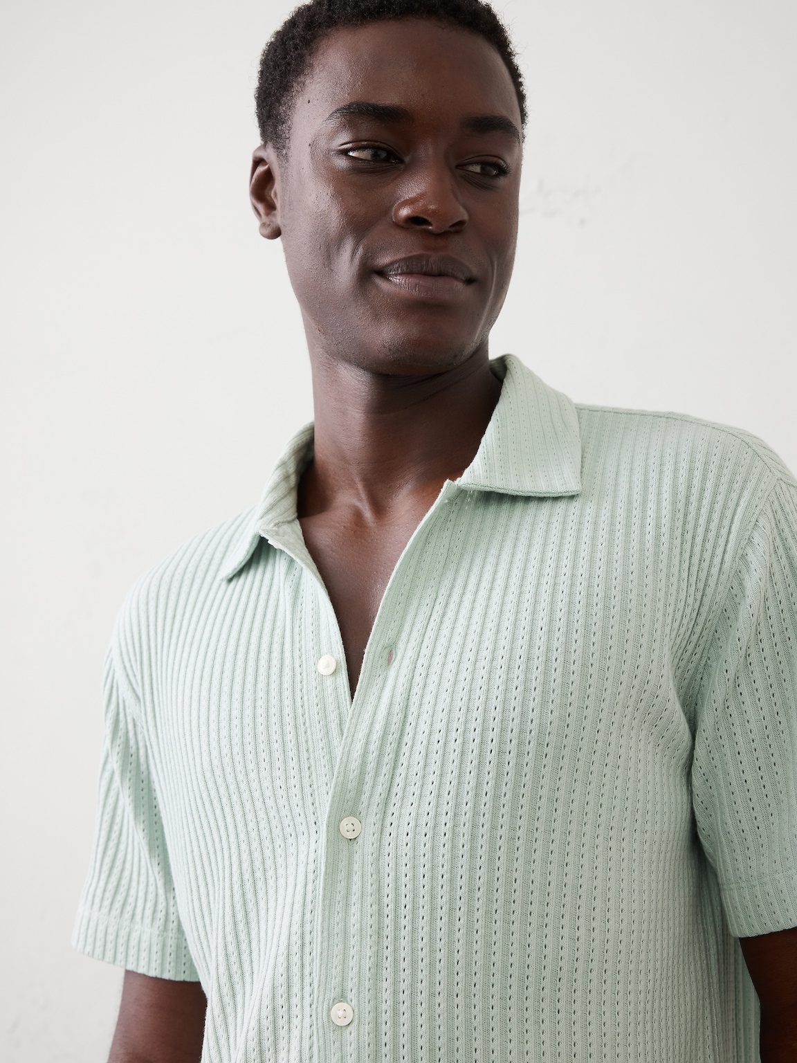 Standard-Fit Pointelle Button-Down Polo