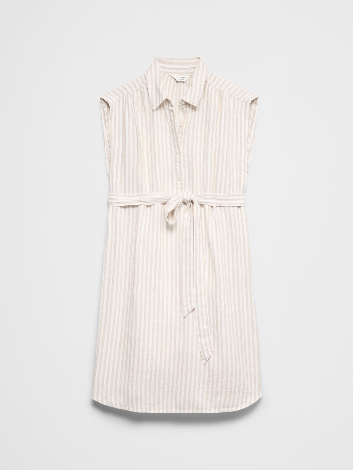 Linen-Blend Knee-Length Shirtdress
