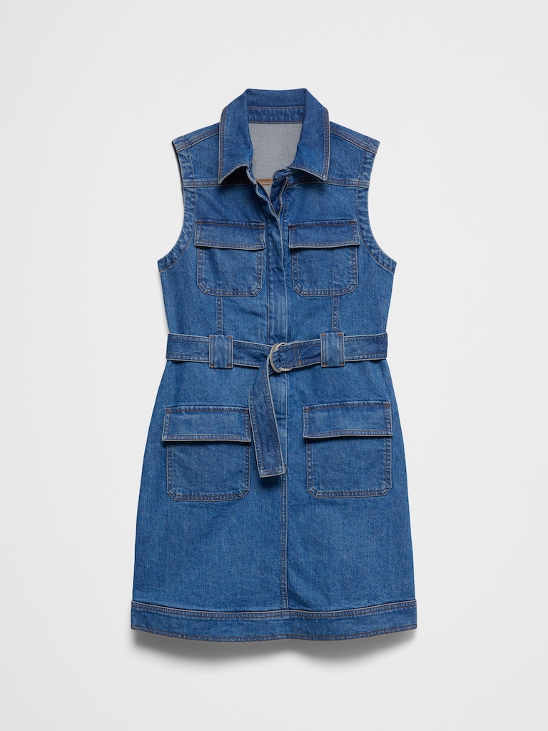 Patchwork Denim Utility Mini Dress