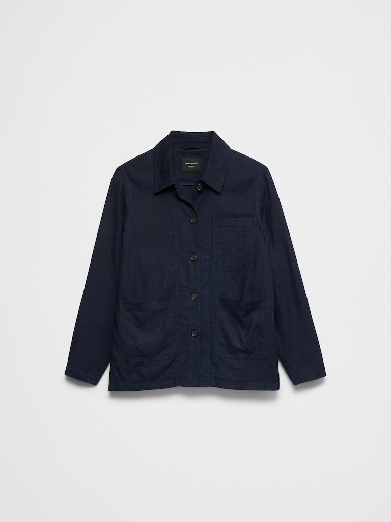 Linen-Blend Chore Jacket