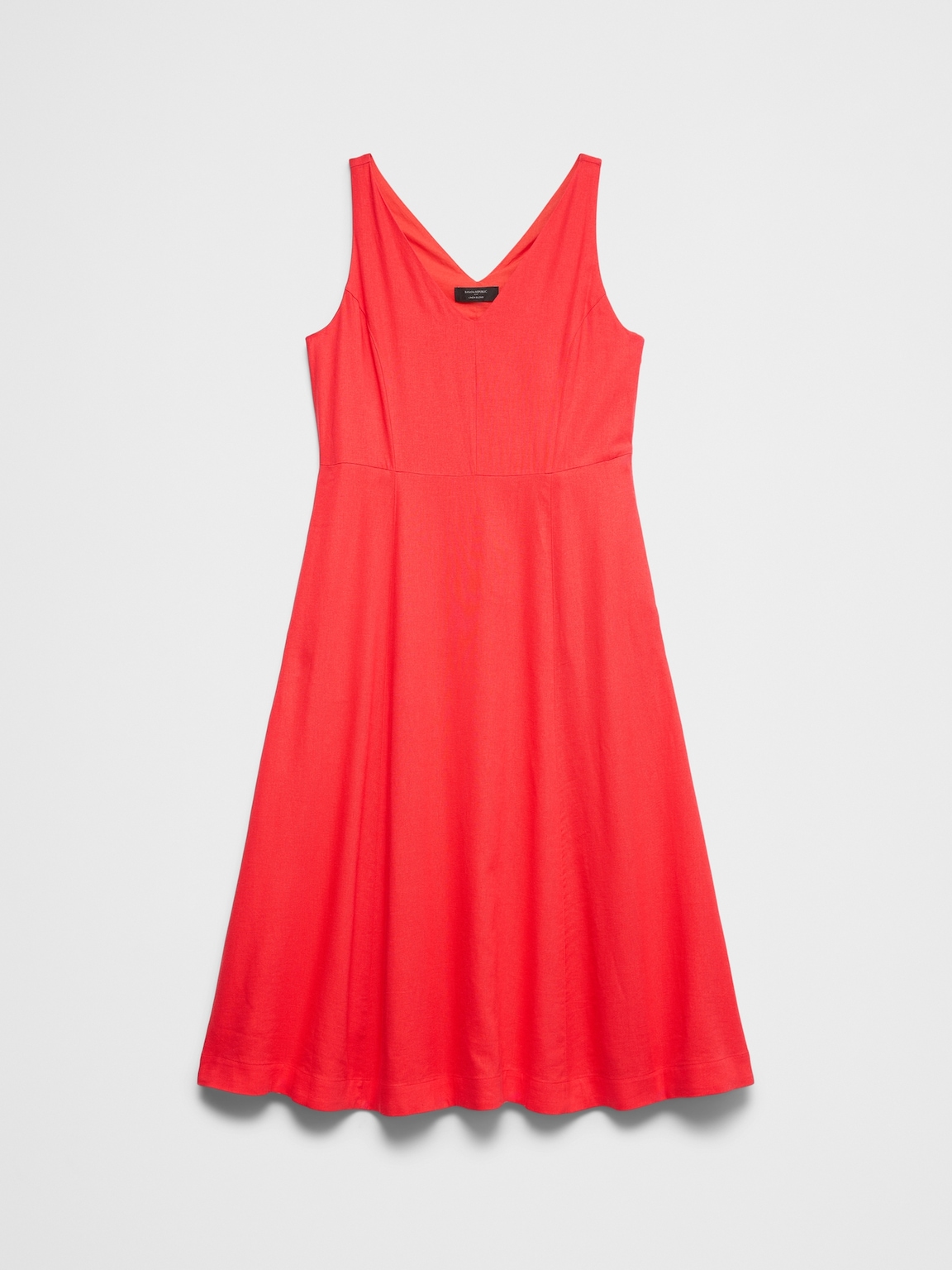 Linen-Blend Drapey Midi Dress