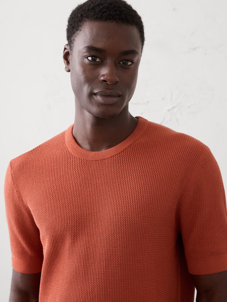 Slim-Fit Textured Sweater T-Shirt