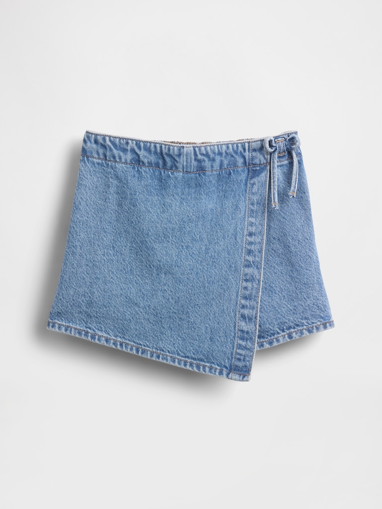 Jupe-short portefeuille en denim pour Enfant