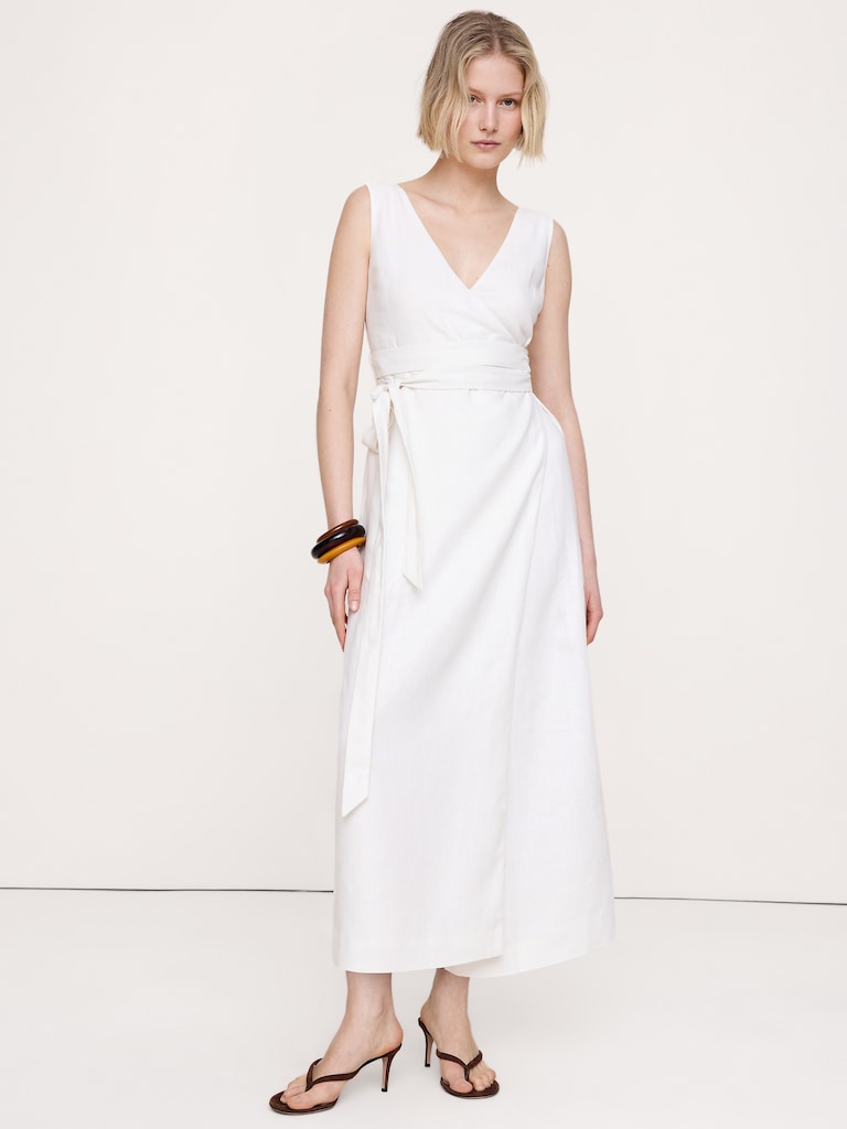Linen Crossback Maxi Dress