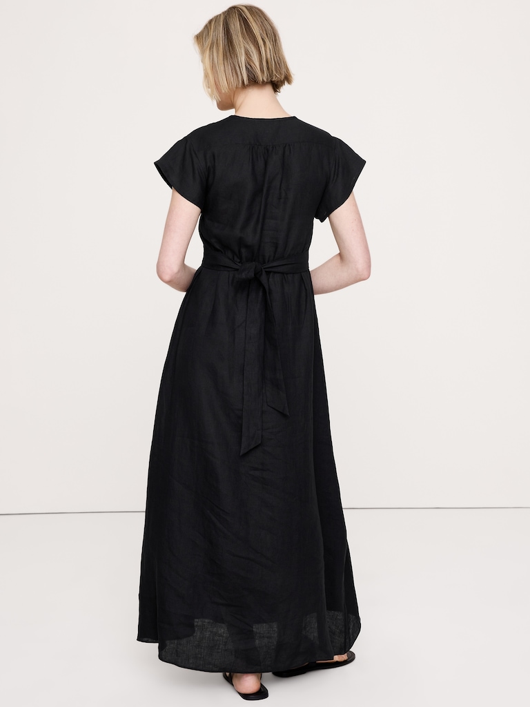 Linen Side-Tie Maxi Dress