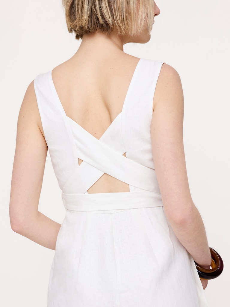 Linen Crossback Maxi Dress