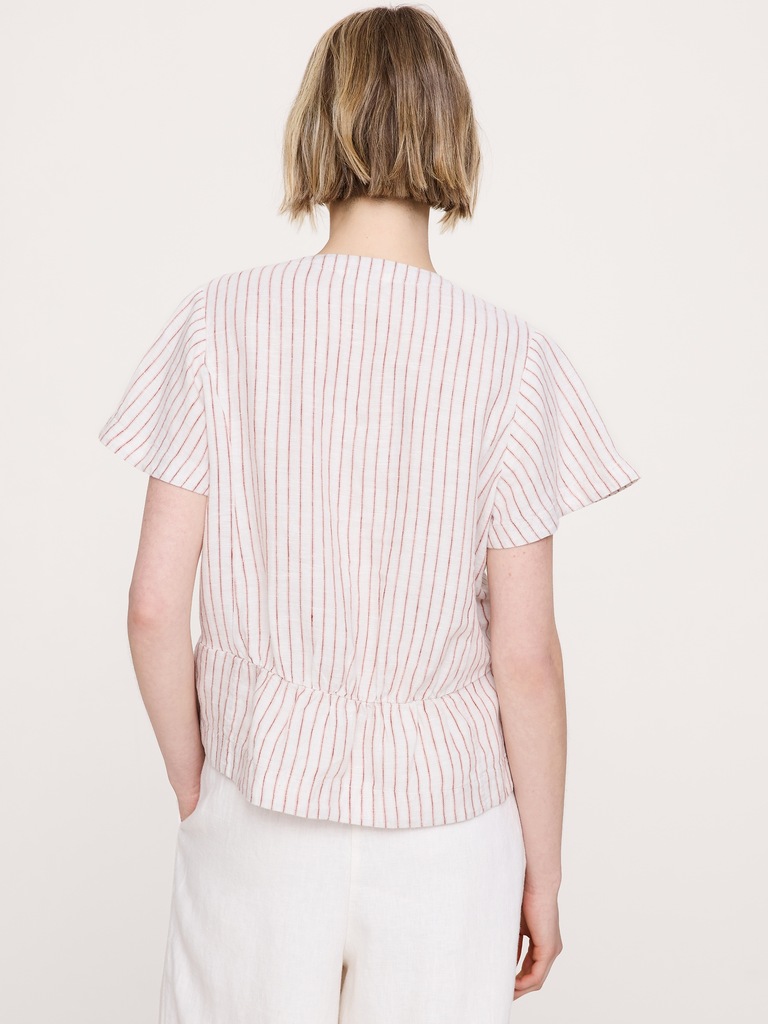 Linen Flutter-Sleeve Top