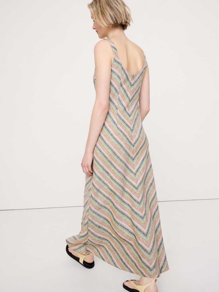 Linen Bias-Cut Maxi Dress